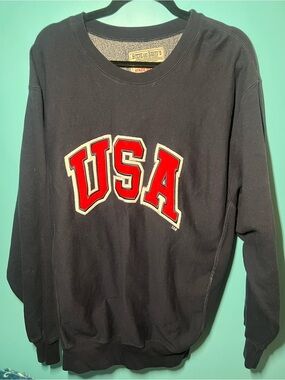 Steve & Barry's Navy Crewneck Sweater with Red USA Applique